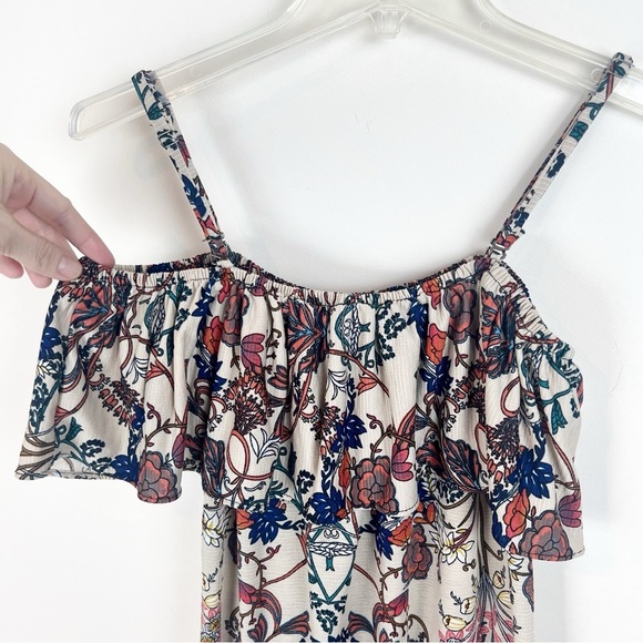 Vintage Y2K Boho Off Shoulder Floral Maxi Dress Asymmetrical Hem Hippie Gypsy S - Picture 4 of 14